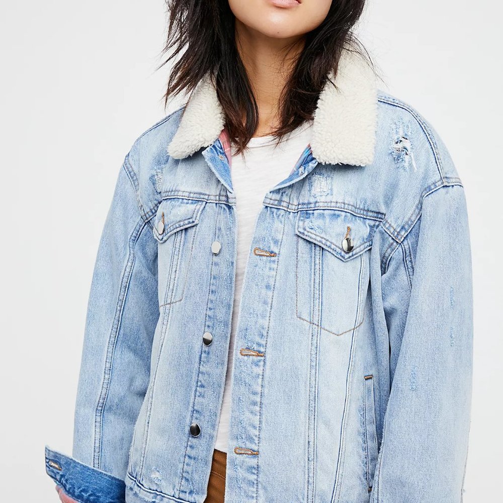 Plaid Lined Sherpa Trucker Jacket